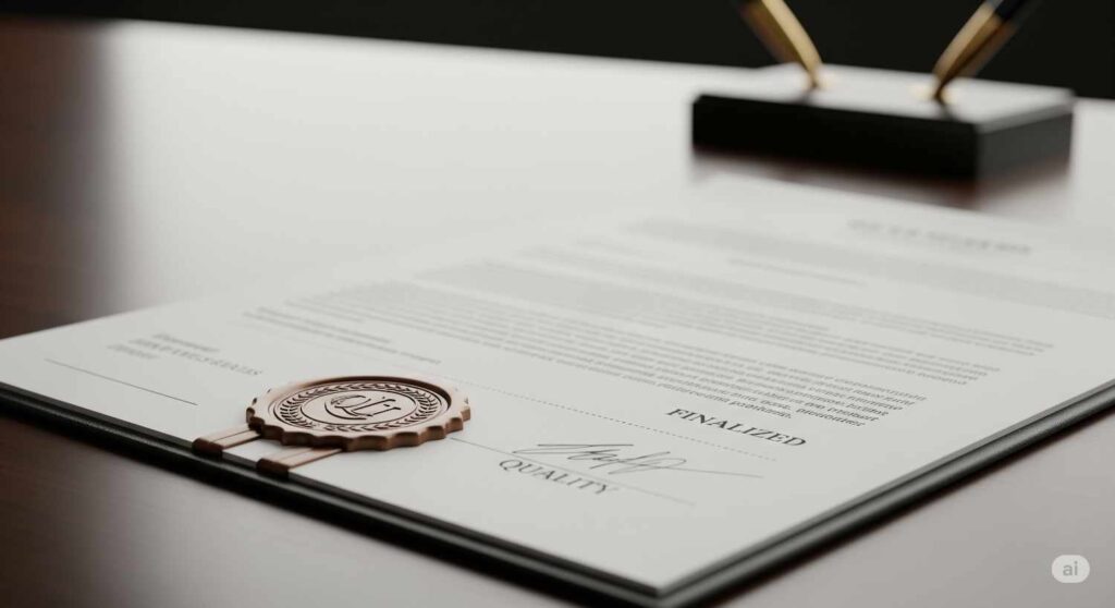 Document finalisé avec un sceau de qualité