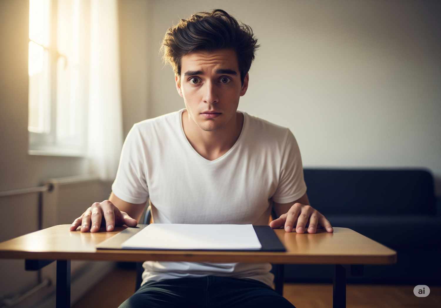 Personne perplexe devant une page blanche